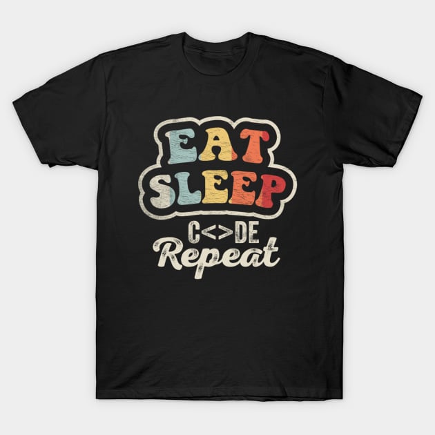 Eat Sleep Code Repeat Computer Nerd Geek IT Computer Science Programmer Coder Engineer Gift T-Shirt by SomeRays